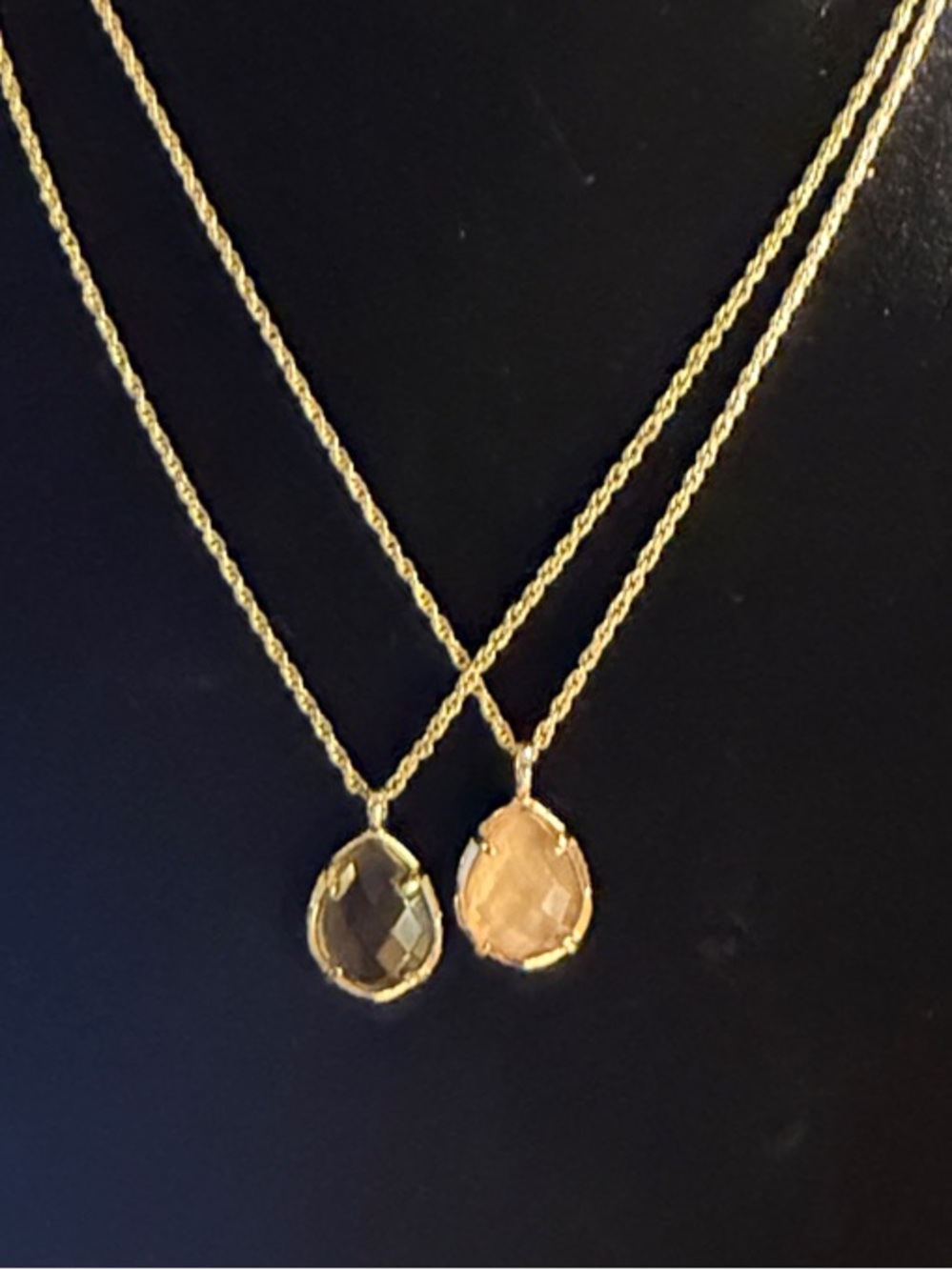 Kendra Scott Gold Double Pendant Necklace with Green and Champagne Stones